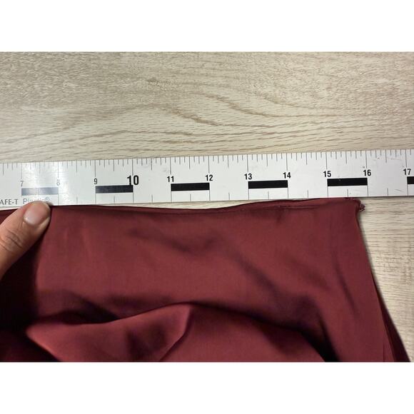 Friful Satin Midi Skirt in Burgundy Women's Size XL - Picture 6 of 9